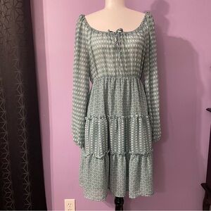 H&M Peasant Boho Tiered Dress Off the Shoulder Size 14